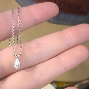 Classic Silver Teardrop Necklace with .34 Carat Diamond